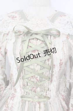 画像2: metamorphose / アンティークブーケ姫袖ワンピース 1 グラスグリーン O-25-10-04-092-ME-OP-OW-OS