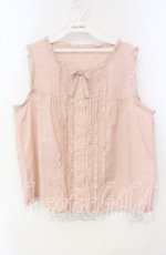 画像1: 【SALE】PINK HOUSE / ピコフリルピンタックノースリーブブラウス  ピンク O-25-10-04-095-LO-BL-OW-ZT373 (1)