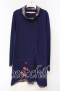 gouk / 和柄切り替えZIPカーディガン  ネイビー O-25-10-04-098-GO-TO-OW-OS