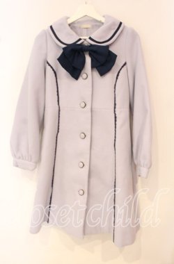 画像1: axes femme POETIQUE / ライン使い丸襟コート M ラベンダーブルー O-25-10-04-100-AX-JA-OW-OS
