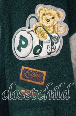 画像2: Karl Helmut / カールくん刺繍ボアパーカー  グリーン×グレー O-25-10-04-016-EL-TO-IG-OS
