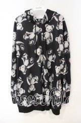 Drug Honey / スケルトンテディプルパーカー  ブラック×グレー O-25-10-04-017-PU-TO-IG-ZY