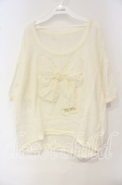 画像1: LIZ LISA / BIGリボンモチーフニットトップス 0 オフシロ O-25-10-04-030-LO-TO-OW-OS