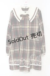 DearMyLove / 魔法学園ビッグ襟チェック柄長袖ミニワンピース M ブラウン O-25-10-06-048-EL-OP-OW-ZT380