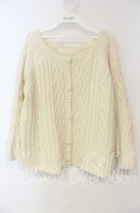 PINK HOUSE / アラン編みニットカーディガン  アイボリー O-25-10-06-056-LO-TO-IG-OS