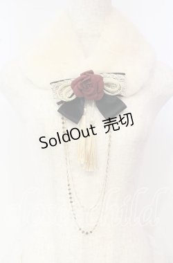 画像1: Cha Cha / Love and Deathティペット＆チェーン付きクリップ  アイボリー O-25-10-06-005-LO-ZA-OW-OS