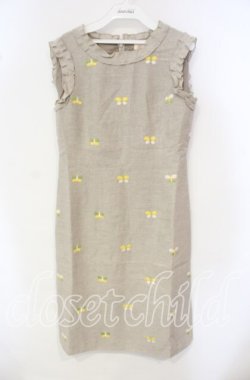 画像1: TOMATSU / 蝶刺繍リネンジャンパースカート 38 ベージュ O-25-10-06-064-LO-OP-IG-OS