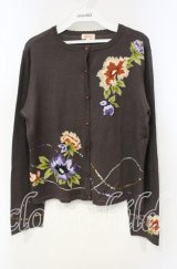 TOMATSU / フラワーアンゴラ混カーディガン  ブラウン O-25-10-06-065-LO-TO-IG-ZI