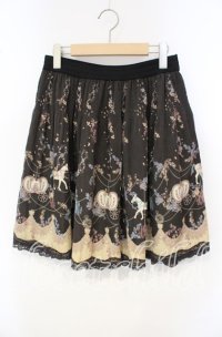 axes femme / メリーゴーランド柄スカート M クロ O-25-10-06-071-AX-SK-OW-ZT021