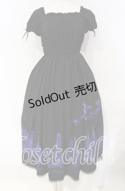 画像1: Moi-meme-Moitie / サイレントムーンワンピース（ミディアム丈）  ブラック×ブルー O-25-10-06-007-MO-OP-OW-OS