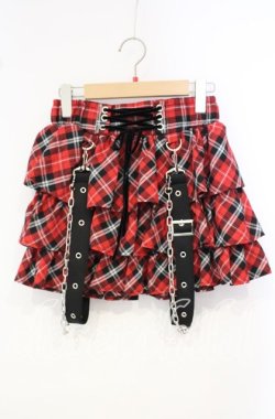 画像1: TRAVAS TOKYO / サスペンダー付きフリルスカート  レッド O-25-10-06-084-PU-PA-IG-OS