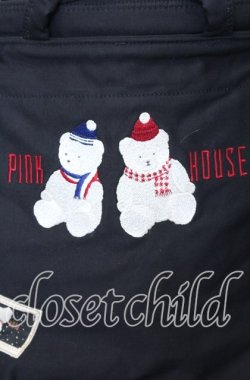 画像2: PINK HOUSE / 雪だるまくま刺繍バッグ  クロ O-25-10-10-004-LO-BG-IG-OS