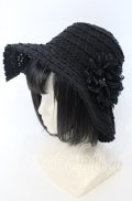 axes femme / お花コサージュ付レースハット 57.5ｃｍ クロ O-25-10-10-038-AX-AC-OW-ZT1012R