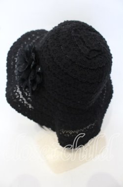 画像3: axes femme / お花コサージュ付レースハット 57.5ｃｍ クロ O-25-10-10-038-AX-AC-OW-OS