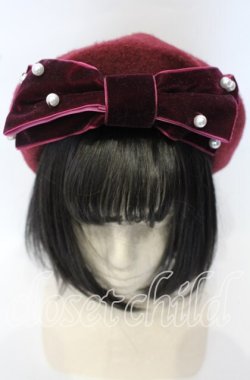 画像2: m petit by misako / TT*AMリボンBベレー 57.5ｃｍ ワイン O-25-10-10-039-LO-AC-OW-OS
