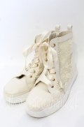 axes femme / レースハイカットスニーカー S キナリ O-25-10-10-042-AX-SH-OW-OS