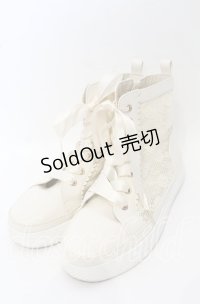 axes femme / レースハイカットスニーカー S キナリ O-25-10-10-042-AX-SH-OW-ZT-K003