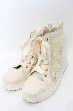 画像1: axes femme / レースハイカットスニーカー S キナリ O-25-10-10-042-AX-SH-OW-OS