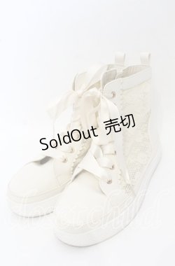 画像1: axes femme / レースハイカットスニーカー S キナリ O-25-10-10-042-AX-SH-OW-ZT-K003