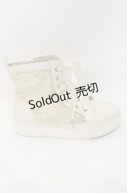 画像4: axes femme / レースハイカットスニーカー S キナリ O-25-10-10-042-AX-SH-OW-ZT-K003