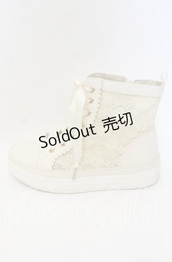 画像7: axes femme / レースハイカットスニーカー S キナリ O-25-10-10-042-AX-SH-OW-ZT-K003