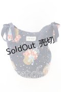 PINK HOUSE / キルト円柱バッグ  ネイビー　ドットかごブーケ柄 O-25-10-10-005-LO-BG-IG-OS