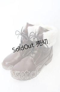 axes femme / 配色ファースノーブーツ M ブラウン O-25-10-10-043-AX-SH-OW-ZT-K003