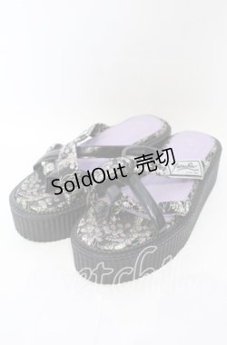 画像1: YOSUKE / 厚底トングサンダル 23.0ｃｍ ブラック O-25-10-10-044-PU-SH-OW-OS