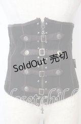 Ozz Croce / レースアップ刺繍入りコルセット  ブラック×ブラウン O-25-10-10-048-OO-TO-IG-OS