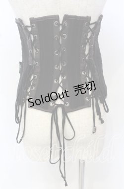 画像4: Ozz Croce / レースアップ刺繍入りコルセット  ブラック×ブラウン O-25-10-10-048-OO-TO-IG-OS