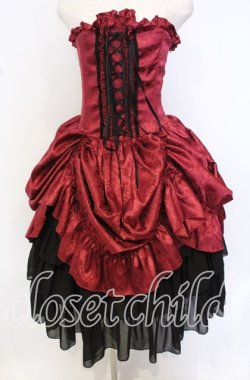 画像1: ATELIER PIERROT / バッスルコルセットドレス  ワイン O-25-10-10-051-EL-SK-IG-OS