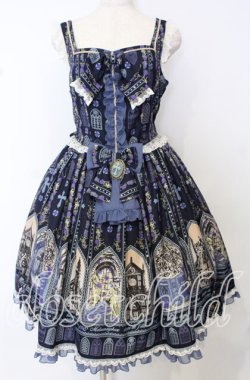 画像1: metamorphose / 薔薇の聖堂ミディアムジャンパースカート  ネイビー O-25-10-10-058-ME-OP-IG-OS