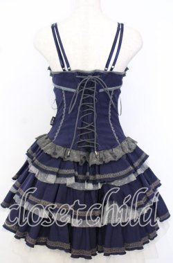 画像4: OZZ ANGELO / 薔薇刺繍ZIPビスチェワンピース  ネイビー O-25-10-10-059-OO-OP-IG-OS