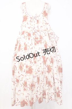 画像1: PINK HOUSE / チェリーブロッサムフラワーバスケットジャンパースカート【お直しあり】  シロ O-25-10-10-079-LO-OP-IG-ZI