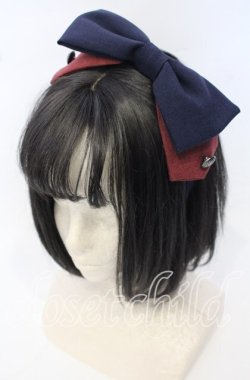 画像1: metamorphose / With a magic wand！リボンカチューシャ  ネイビー×ワイン O-25-10-10-019-ME-AC-IG-OS