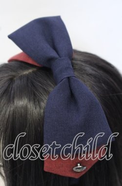 画像2: metamorphose / With a magic wand！リボンカチューシャ  ネイビー×ワイン O-25-10-10-019-ME-AC-IG-OS