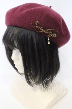画像1: Enchantlic Enchantilly / ロゴプリントベレー帽  ワイン O-25-10-10-024-LO-AC-IG-OS