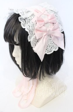 画像1: Chalmiere / トーションレースヘッドドレス  ピンク O-25-10-10-026-LO-AC-IG-OS