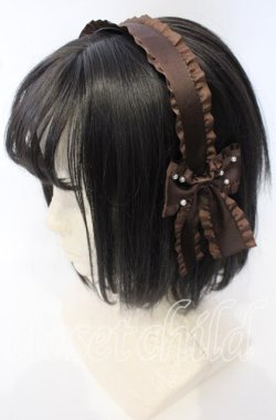 画像1: m petit by misako / AMPLリボンカチューシャ  ブラウン O-25-10-10-029-LO-AC-OW-OS