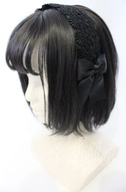 画像1: m petit by misako / レースリボンカチューシャ  クロ O-25-10-10-030-LO-AC-OW-OS