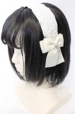 画像1: m petit by misako / レースリボンカチューシャ  アイボリー O-25-10-10-031-LO-AC-OW-OS