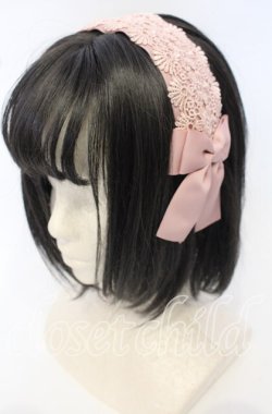 画像1: m petit by misako / レースリボンカチューシャ  ピンク O-25-10-10-032-LO-AC-OW-OS