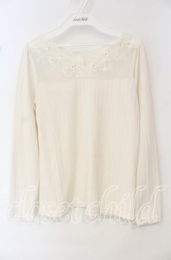 画像1: axes femme / 繊細レース長袖インナー M アイボリー O-25-10-11-025-AX-TO-IG-OS