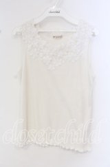 axes femme / 吸水速乾モチーフレースタンク F シロ O-25-10-11-027-AX-TO-IG-ZT167