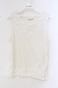 axes femme / 吸水速乾モチーフレースタンク F シロ O-25-10-11-027-AX-TO-IG-ZT167