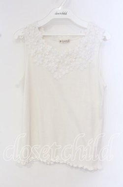 画像1: axes femme / 吸水速乾モチーフレースタンク F シロ O-25-10-11-027-AX-TO-IG-OS