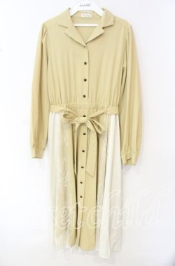 画像1: axes femme / レース切替シャツワンピース M イエロー O-25-10-11-031-AX-OP-IG-OS
