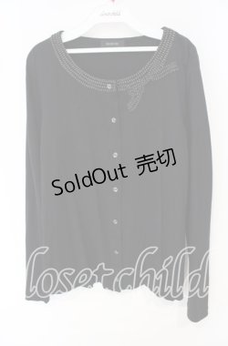 画像1: INGEBORG / ドットリボンデザインカットカーディガン 11号 クロ O-25-10-11-032-LO-TO-OW-OS
