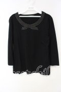 INGEBORG / ドットリボンデザインカットソー 11号 クロ O-25-10-11-033-LO-TO-OW-OS