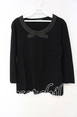 画像1: INGEBORG / ドットリボンデザインカットソー 11号 クロ O-25-10-11-033-LO-TO-OW-OS
